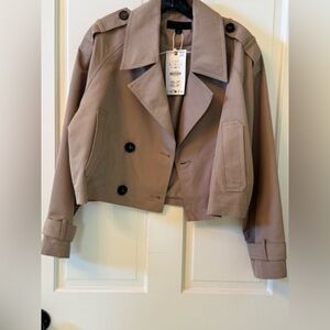 Zara Women's Brown Cropped Trench Coat